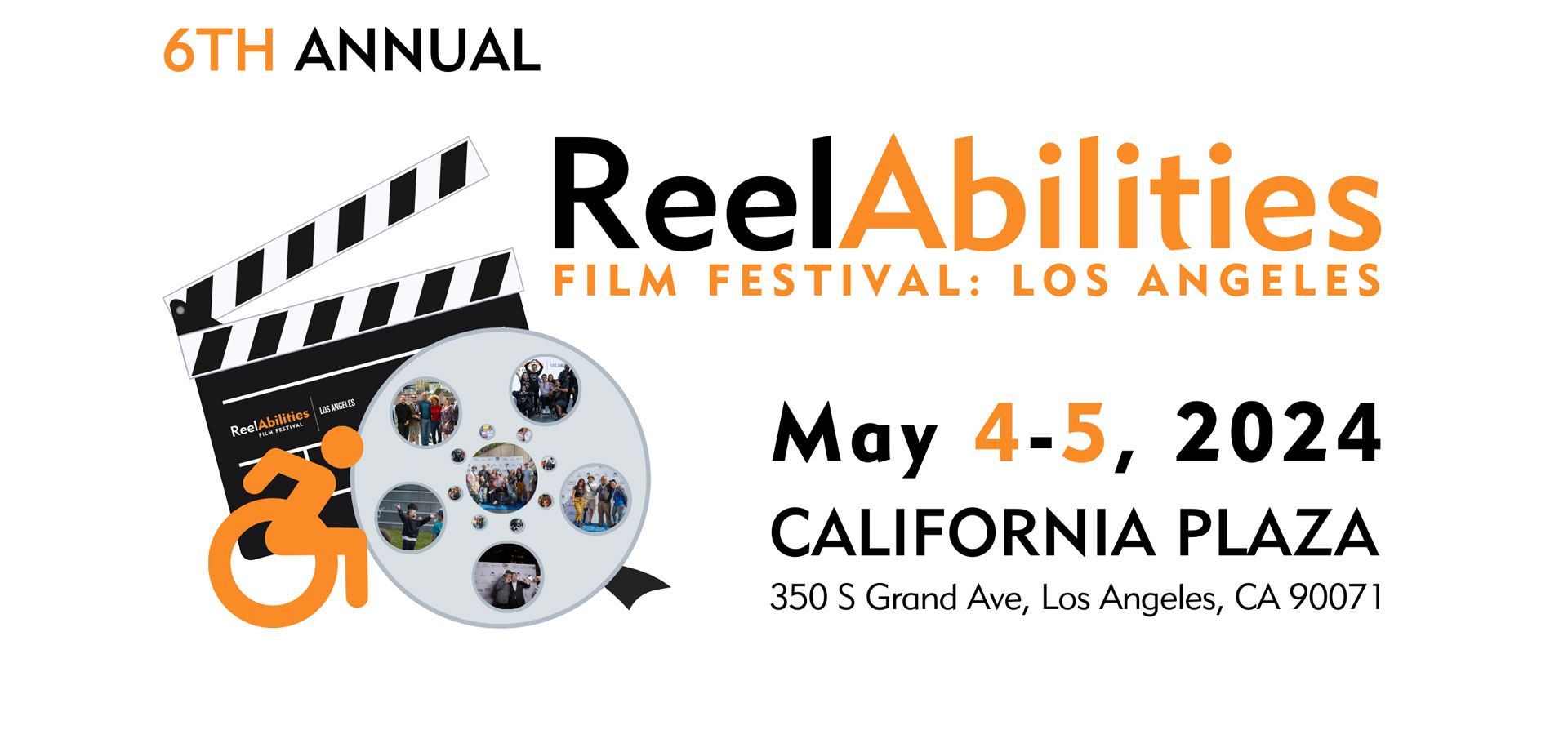 Banner. 6th Annual ReelAbilities Film Festival Los Angeles. May 4th and 5th, 2024. California Plaza.
